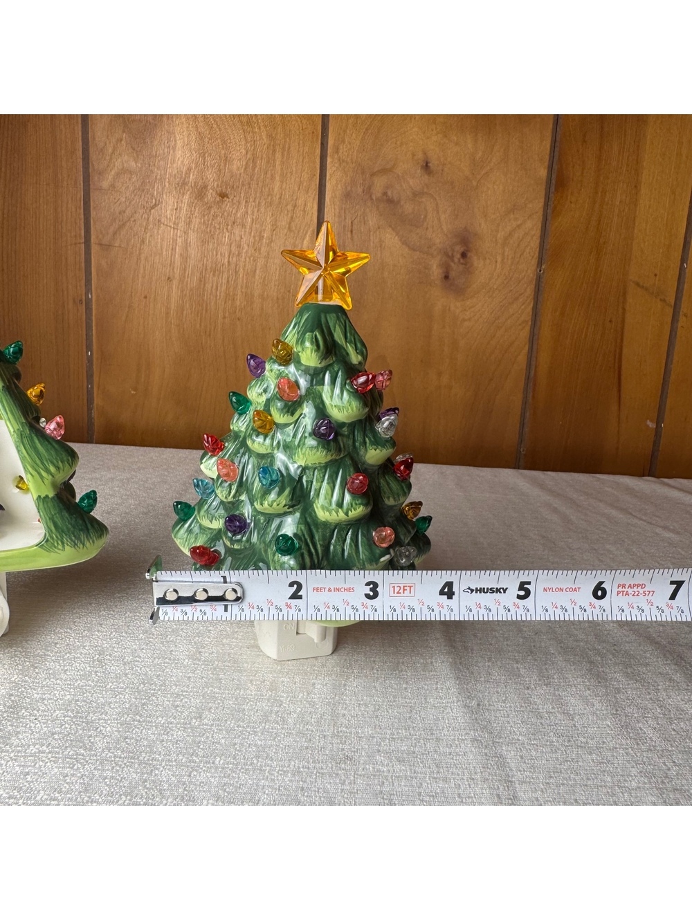 Vintage Ceramic Christmas Tree Night Lights Set of 2 Plug In Holiday Decor - Picture 7 of 7
